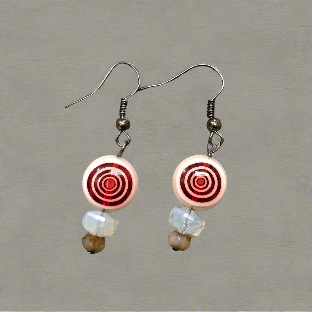 Red Crystal + Green Quartz Earrings | Set 46