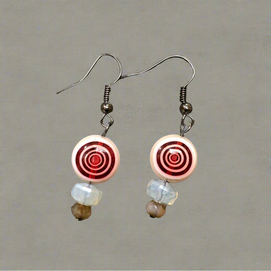 Red Crystal + Green Quartz Earrings | Set 46