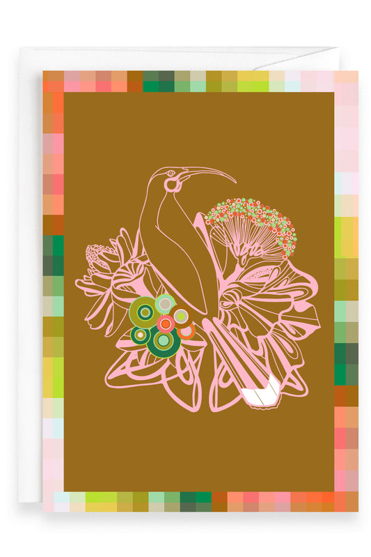 Retro Huia Two | Greeting Card