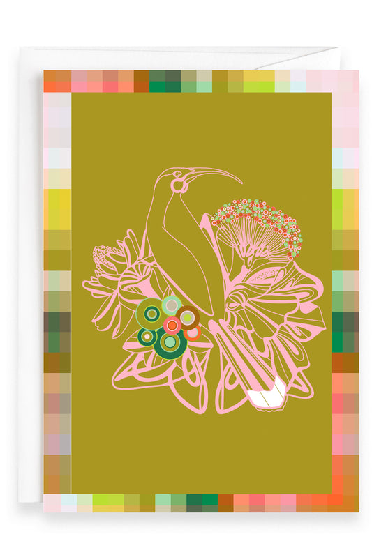Retro Huia Three | Greeting Card