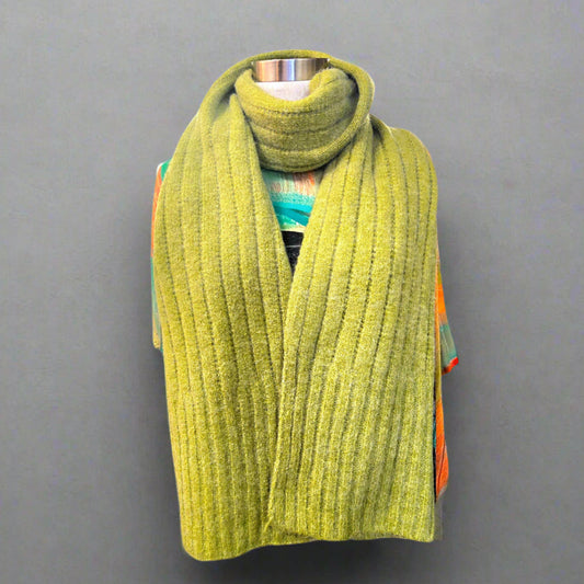 Ribbed Knit Scarf | Chartreuse