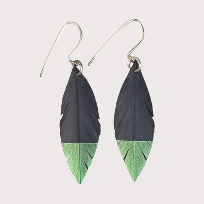 Robin Feather Earrings | Bright Green Tip