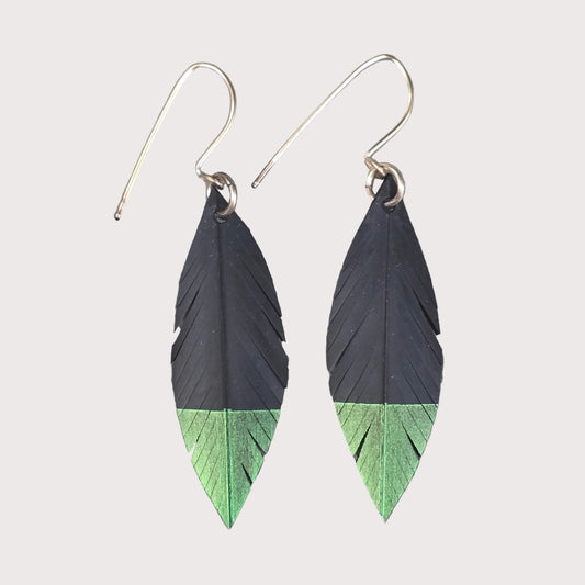Robin Feather Earrings | Bright Green Tip