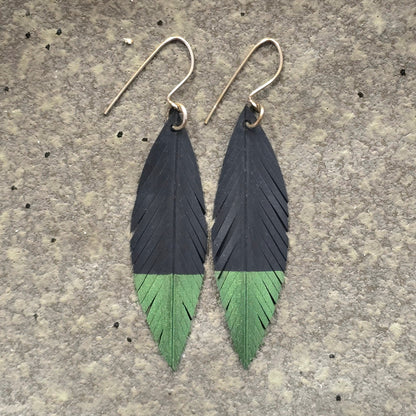 Robin Feather Earrings | Olive Tip