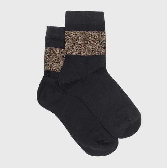 Gold Lurex + Black  Socks