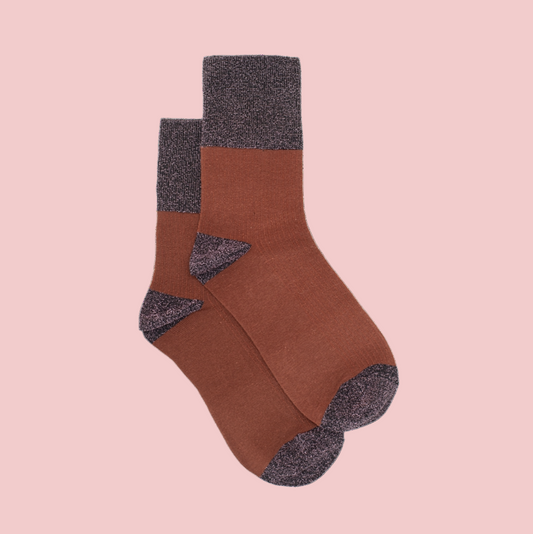 Shimmer Top Socks | Rust & Lilac