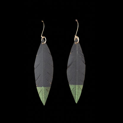 Robin Feather Earrings | Bright Green Tip
