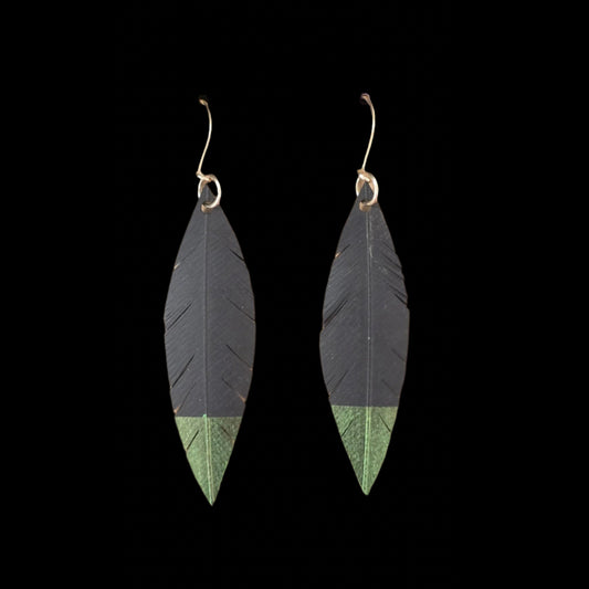 Robin Feather Earrings | Bright Green Tip