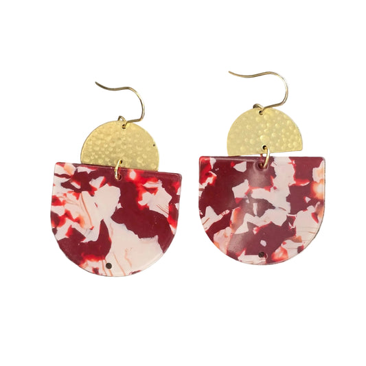Suman Red Marble Deco Earrings