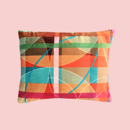 Tartan Flora Blue | Velvet Cushion