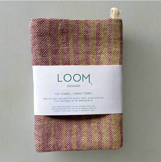 Tea Towel | Pink + Dark Natural Stripe