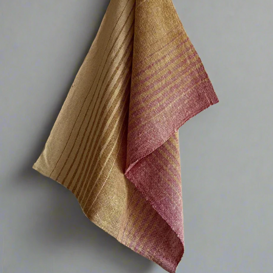 Tea Towel | Pink + Dark Natural Stripe