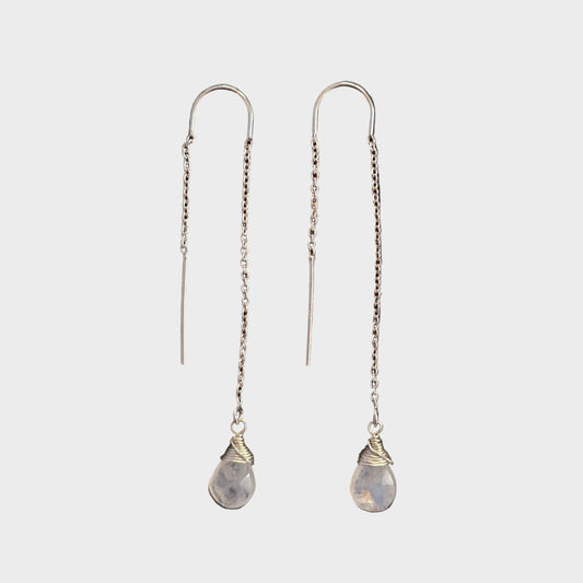Teardrop Moonstone Threaders