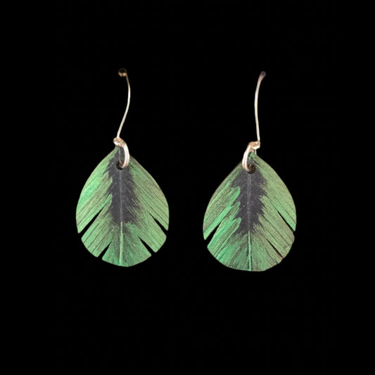 Teardrop Feather Earrings | Bright Green