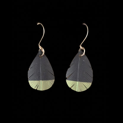 Teardrop Feather Earrings | Olive Tip
