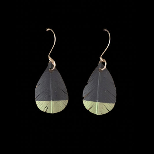 Teardrop Feather Earrings | Olive Tip