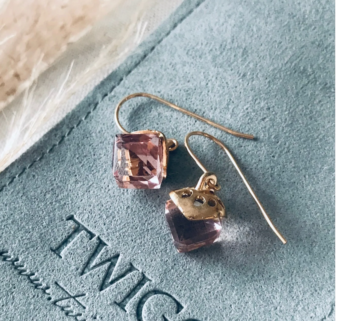 Crystal Drops Earrings | Rose Quartz