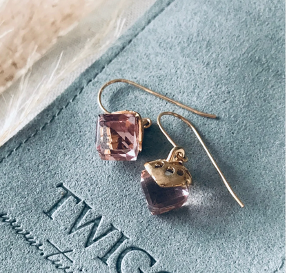 Crystal Drops Earrings | Rose Quartz