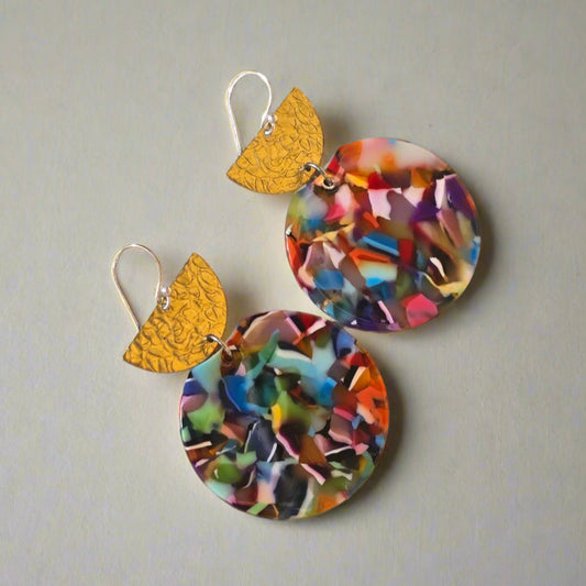 Twigg Malo Crescent Gold Fleck Double Earrings - Be Bold 2
