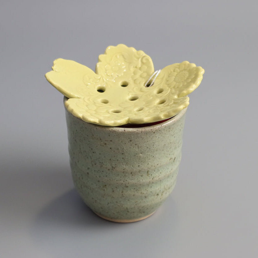 Ceramic Flower Frog  | Yellow