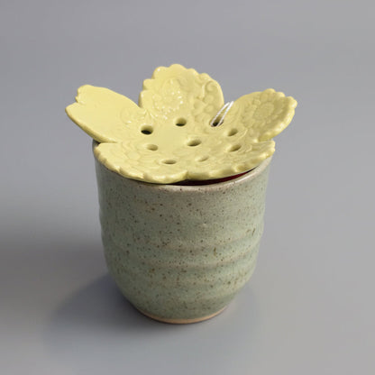 Ceramic Flower Frog  | Yellow