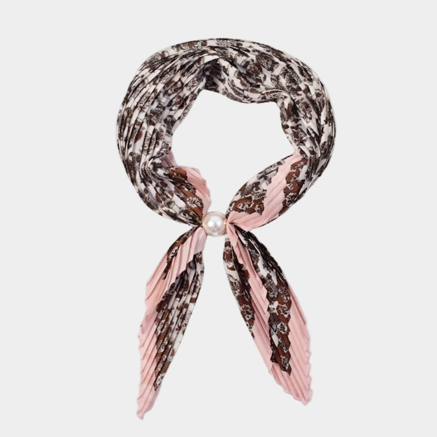 Pleated Pearl Neck Scarf | Pink Cameo