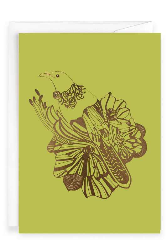 Tui Bird Green | Foiled Greeting Card