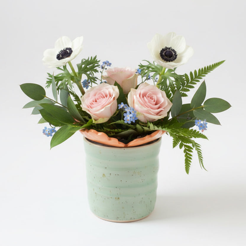 Ceramic Flower Frog  | Orange