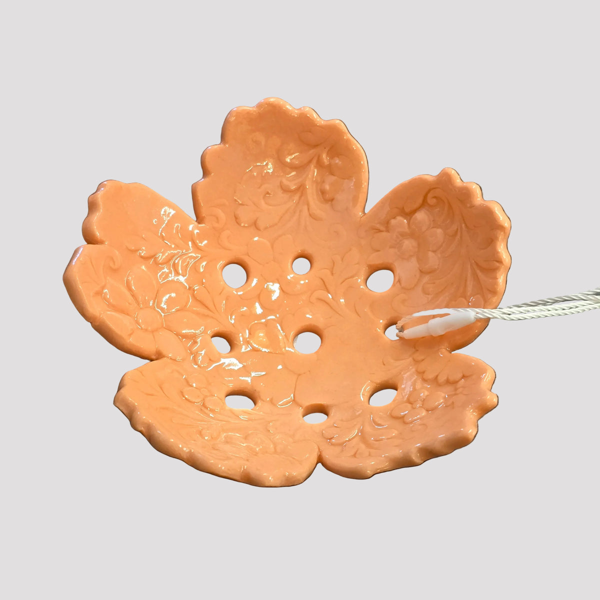 Ceramic Flower Frog  | Orange
