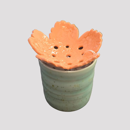 Ceramic Flower Frog  | Orange