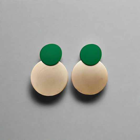 Stacey Green + Gold Disk Earrings