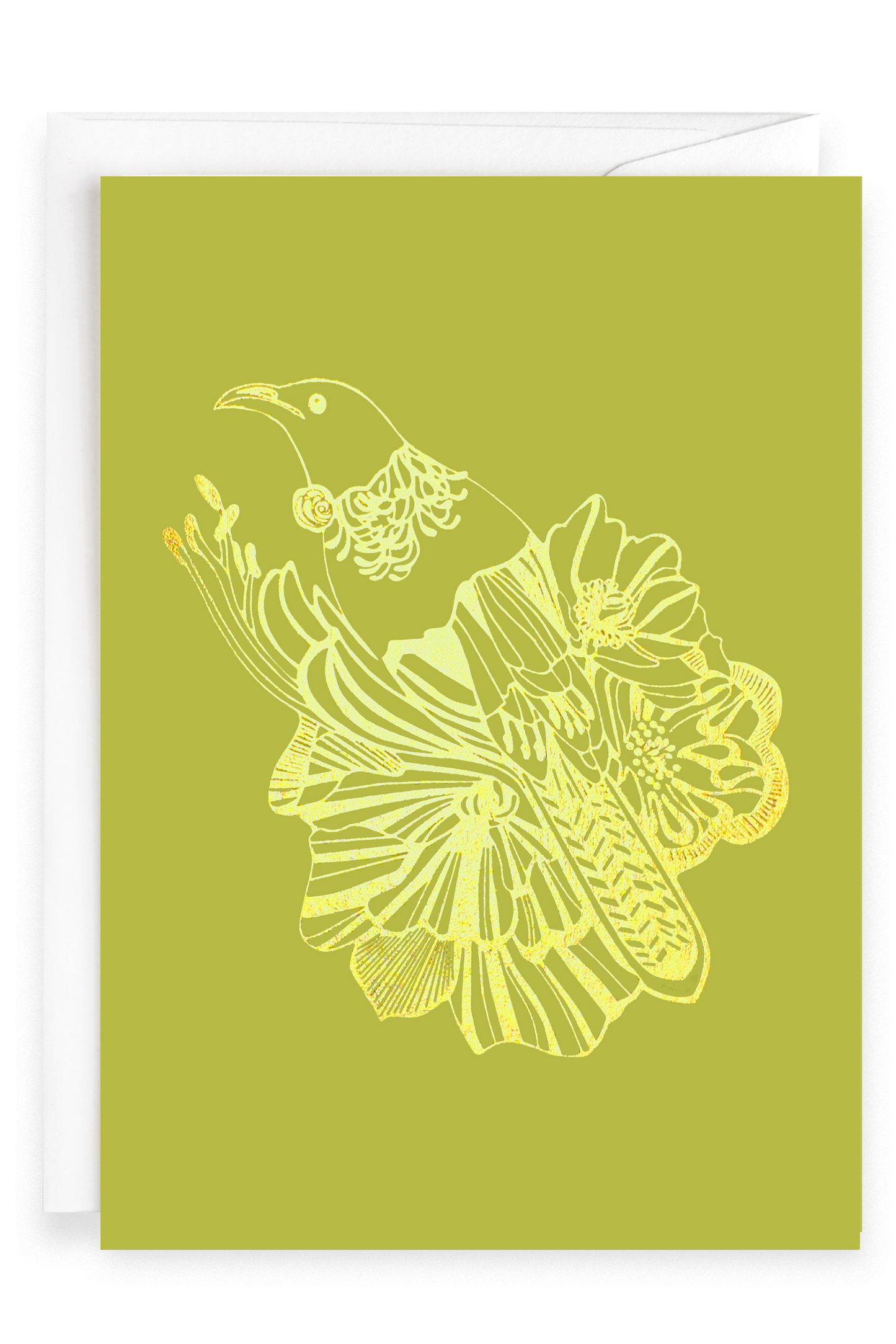 Tui Bird Green | Foiled Greeting Card