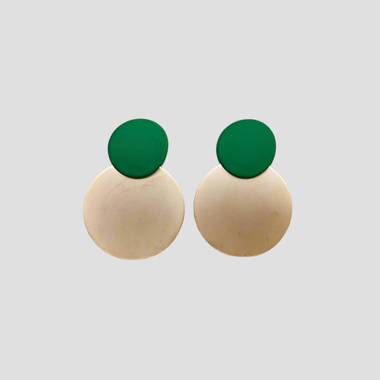 Stacey Green + Gold Disk Earrings