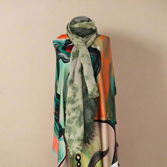 Watercolour Green Scarf