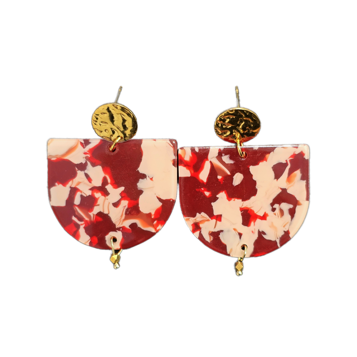 Suman Pink + Red Marble Earrings