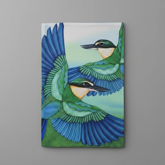 Tea Towel | Sacred Kingfisher in Flight