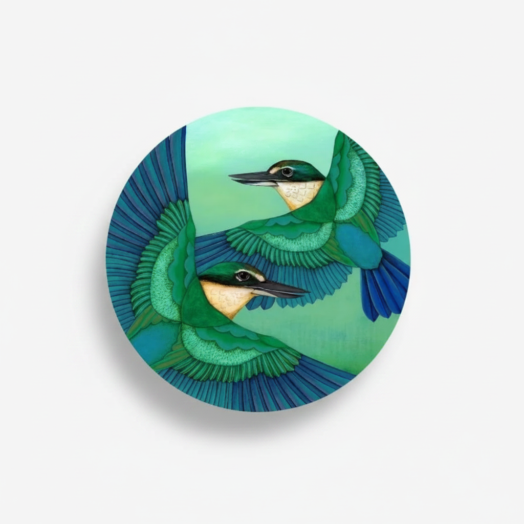 Ceramic coaster | Sacred Kingfisher in flight