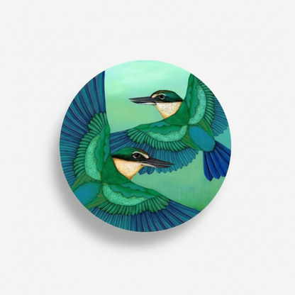 Ceramic coaster | Sacred Kingfisher in flight