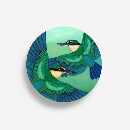 Ceramic coaster | Sacred Kingfisher in flight