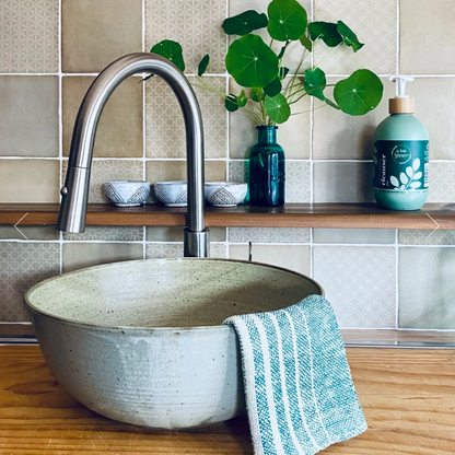 Face Washer | Green & Natural Cotton Stripe