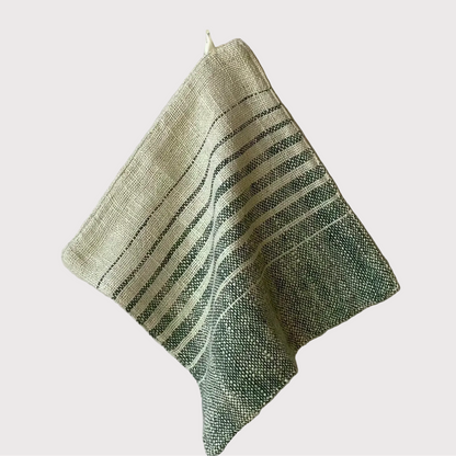 Face Washer | Green & Natural Cotton Stripe