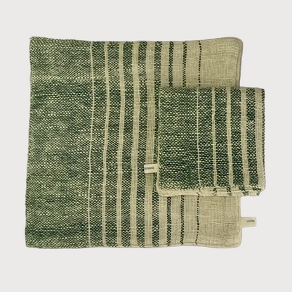 Face Washer | Green & Natural Cotton Stripe