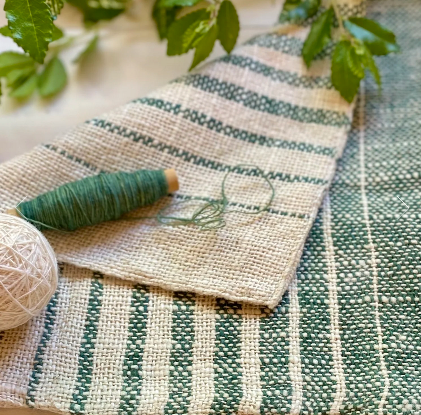 Face Washer | Green & Natural Cotton Stripe