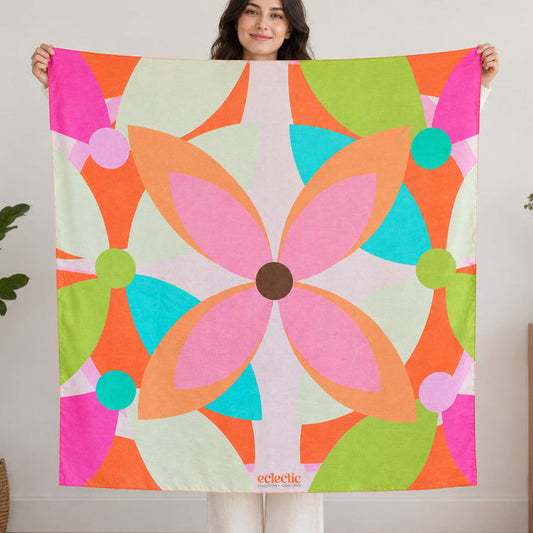 Multi Flock of Flora Silk Scarf