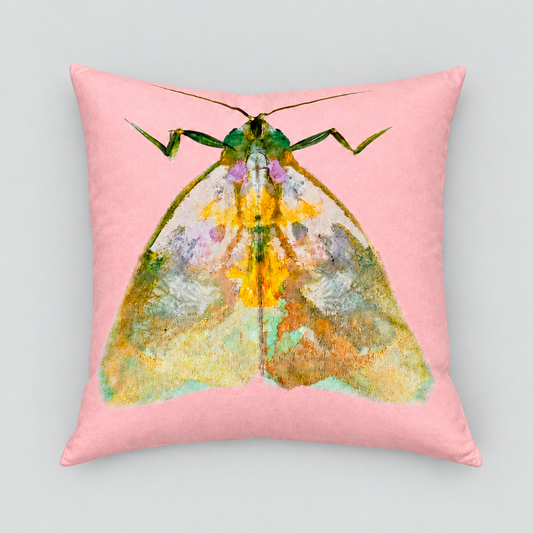 Green Moth + Tartan | Velvet Cushion
