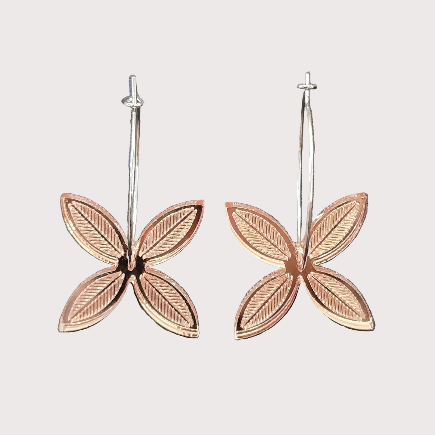 Pacific Leaf Flower | Rose Gold Mirror Earrings
