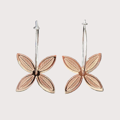 Pacific Leaf Flower | Rose Gold Mirror Earrings