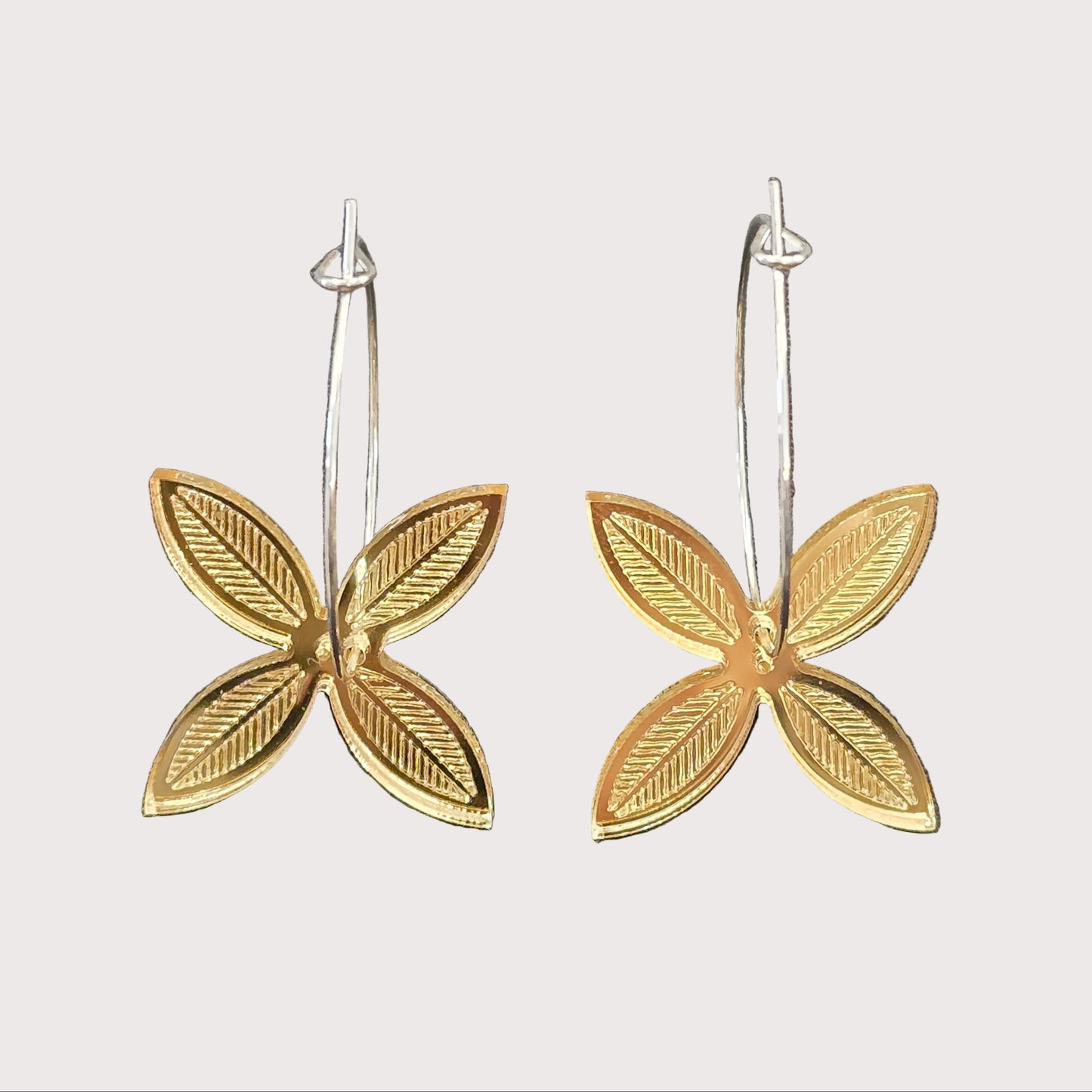 Pacific Leaf Flower | Gold Mirror Earrings