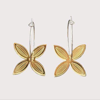 Pacific Leaf Flower | Gold Mirror Earrings