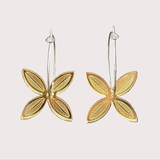 Pacific Leaf Flower | Gold Mirror Earrings